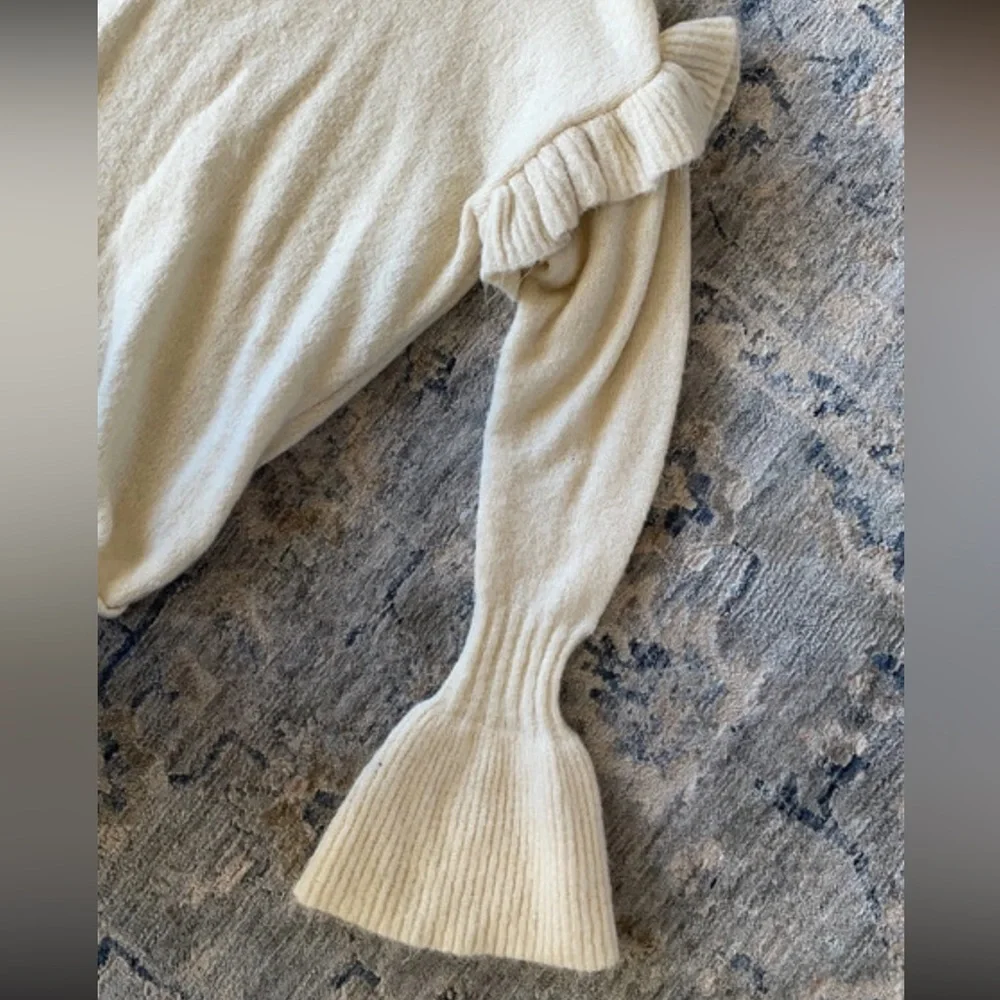 Cream Ruffle Sweater - Picture 2 of 6